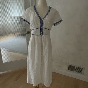 J. Crew White Dress with Blue Accents